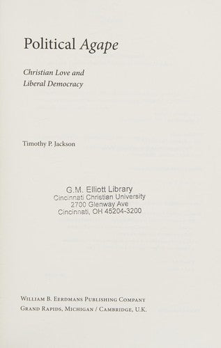 Cover of Political Agape: Christian Love and Liberal Democracy
