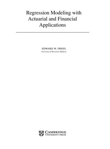 Cover of Regression Modeling with Actuarial and Financial Applications